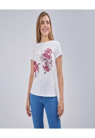 Camiseta Para Mujer Manga Corta Color Blanco Marca Ostu #40092105 Ostu
