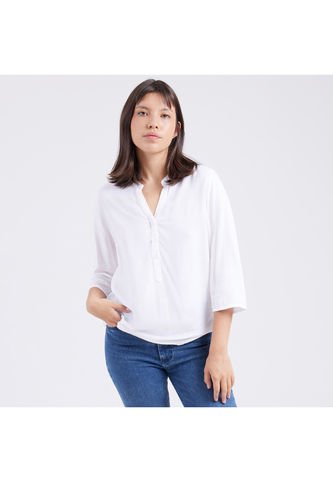 Blusa Para Mujer Manga 3/4 Color Blanco Marca Ostu #40120830 Ostu