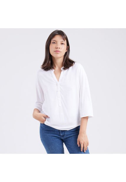 Blusa Para Mujer Manga 3/4 Color Blanco Marca Ostu #40120830