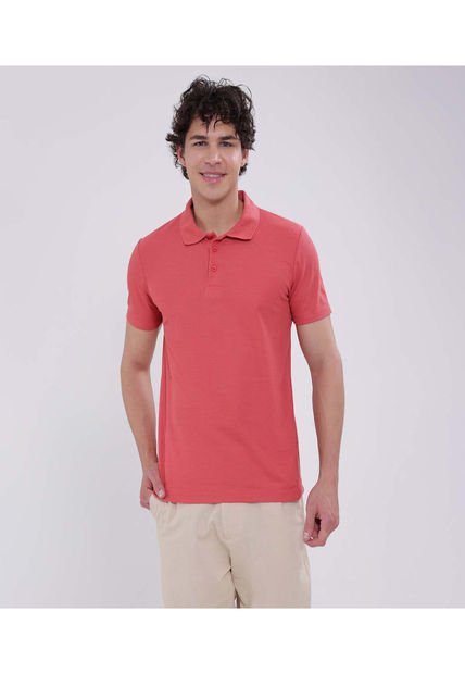 Polo Para Hombre Cuello Tejido Sin Bolsillo Color Terracota Marca Ostu #60110671