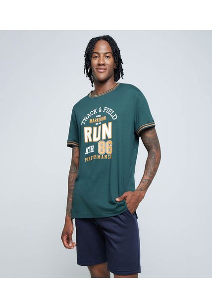Camiseta Para Hombre Manga Corta Color Verde  Marca Ostu #60091314