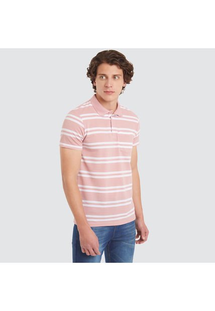 Polo Para Hombre Cuello Tejido Con Bolsillo Color Rosado  Marca Ostu #60110482