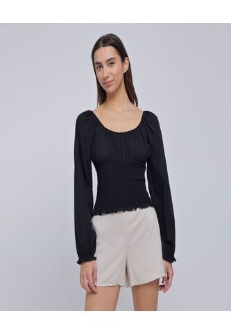 Blusa Para Mujer Manga Larga Color Negro Marca Ostu #40121022 Ostu