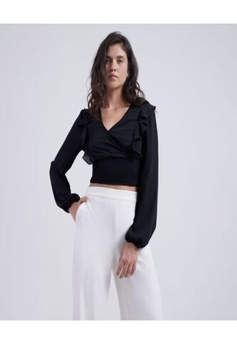 Blusa Para Mujer Manga Larga Color Negro Marca Ostu #40120876 Ostu