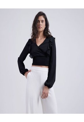 Blusa Para Mujer Manga Larga Color Negro Marca Ostu #40120876