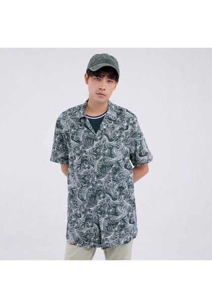 Camisa Para Hombre Manga Corta Sin Bolsillo Color Verde  Marca Ostu #60010570