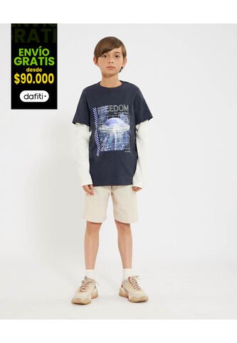 Camiseta Para Niño Manga Larga Color Azul  Marca Ostu #80090235 Ostu