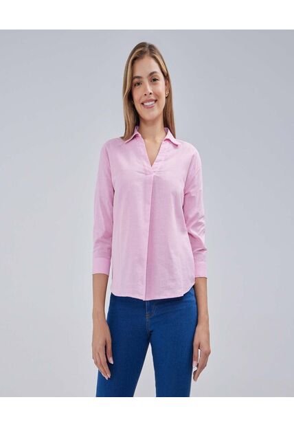 Camisa Para Mujer Manga Larga Color Rosa Marca Ostu #40010218
