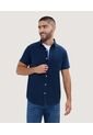 Camisa Para Hombre Manga Corta Con Bolsillo Color Azul  Marca Ostu #60010675 de Ostu
