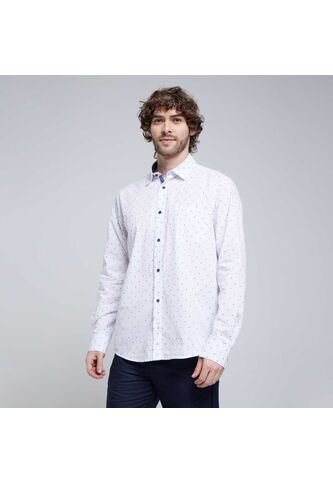 Camisa Para Hombre Manga Larga Con Bolsillo Color Blanco Marca Ostu #60010684 Ostu