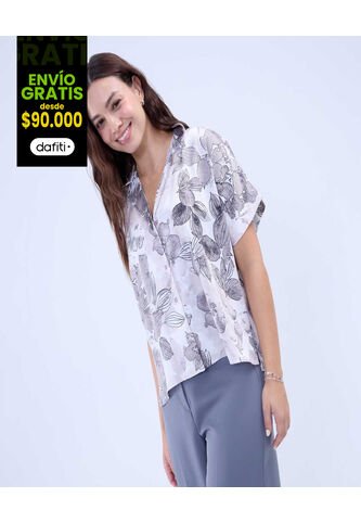 Camisa Para Mujer Manga Corta Color Gris  Marca Ostu #40010274 Ostu