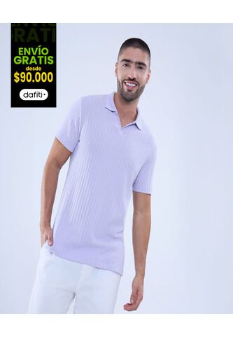 Polo Para Hombre Cuello Tejido Sin Bolsillo Color Lila  Marca Ostu #60110697 Ostu