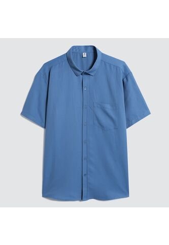 Camisa Para Hombre Manga Corta Con Bolsillo Color Azul  Marca Ostu #60010696 Ostu