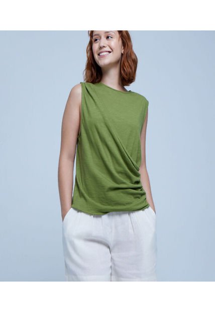 Camiseta Para Mujer Manga Sisa Color Verde  Marca Ostu #40091916