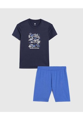 Pijama Infantil Niño M/C P/C Color Azul Marca Ostu #80040103