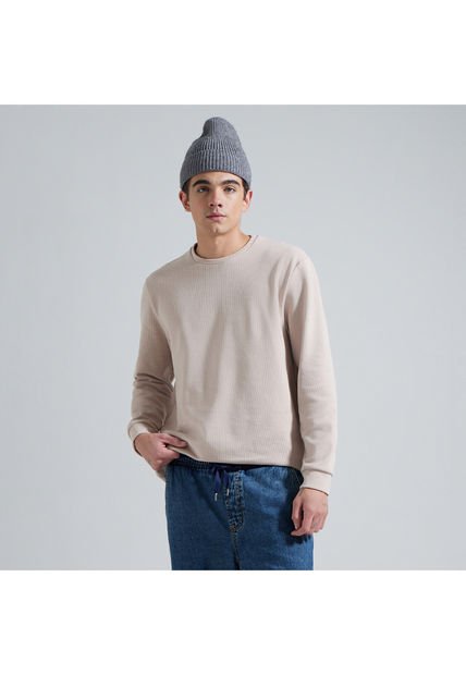 Buzo Para Hombre Cuello Redondo Color Beige Marca Ostu #60060331