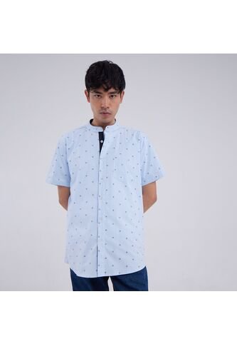 Camisa Para Hombre Manga Corta Con Bolsillo Cuello Neru Color Blanco Marca Ostu #60010565 Ostu