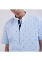 Camisa Para Hombre Manga Corta Con Bolsillo Cuello Neru Color Blanco Marca Ostu #60010565 de Ostu
