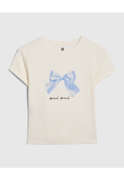 Camiseta Para Niña Manga Corta Color Crema Marca Ostu #90090247