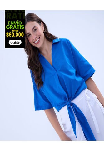 Blusa Para Mujer Manga Corta Color Azul Rey Marca Ostu #40121091 Ostu