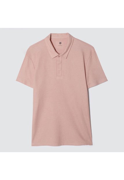 Polo Para Hombre Cuello Maquina Sin Bolsillo Color Rosado  Marca Ostu #60110600