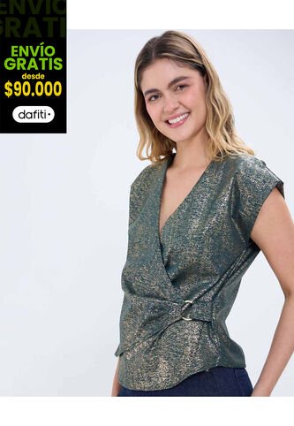 Blusa Para Mujer Manga Sisa Color Verde  Marca Ostu #40121084 Ostu