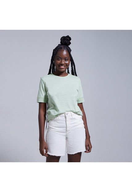 Camiseta Para Mujer Manga Corta Color Verde  Marca Ostu #40091780