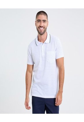 Polo Para Hombre Cuello Tejido Con Bolsillo Color Blanco Marca Ostu #60110745
