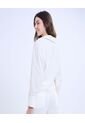 Camisa Para Mujer Manga Larga Color Marfil Marca Ostu #40010285 de Ostu