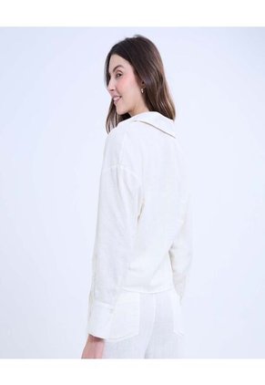 Camisa Para Mujer Manga Larga Color Marfil Marca Ostu #40010285