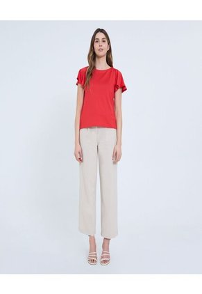 Camiseta Para Mujer Manga Corta Cuello Redondo Color Rojo Marca Ostu #40092419