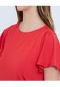Camiseta Para Mujer Manga Corta Cuello Redondo Color Rojo Marca Ostu #40092419 de Ostu
