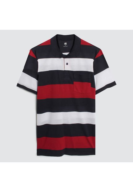 Polo Para Hombre Cuello Tejido Con Bolsillo Color Azul Oscuro Marca Ostu #60110635