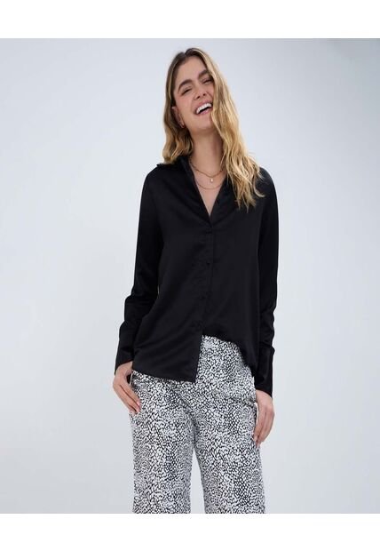 Camisa Para Mujer Manga Larga Color Negro Marca Ostu #40010177