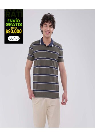 Polo Para Hombre Cuello Tejido Con Bolsillo Color Verde  Marca Ostu #60110684 Ostu