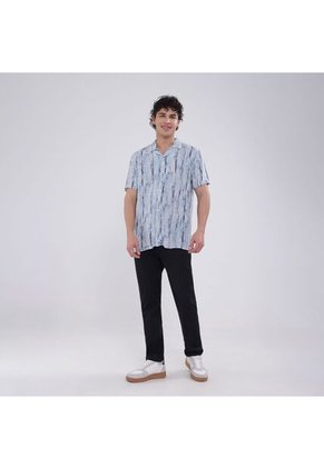 Camisa Para Hombre Manga Corta Sin Bolsillo Color Azul Marca Ostu #60010709