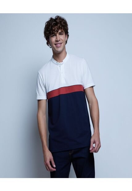 Polo Para Hombre Cuello Mao Sin Bolsillo Color Blanco Marca Ostu #60110594