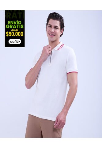 Polo Para Hombre Cuello Tejido Sin Bolsillo Color Crema Marca Ostu #60110709 Ostu