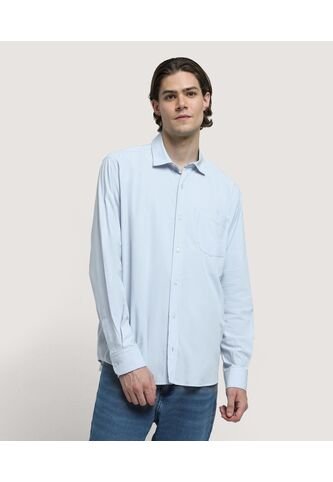 Camisa Para Hombre Manga Larga Con Bolsillo Color Azul  Marca Ostu #60010648 Ostu