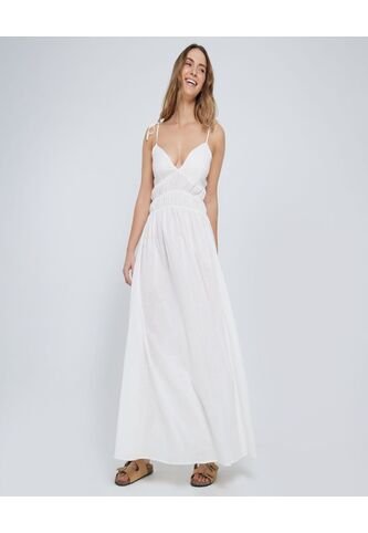 Vestido Para Mujer Manga Sisa Color Crudo Marca Ostu #40170260 Ostu