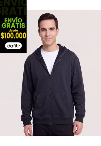 Buzo Hoodie Con Cremallera  Para Hombre Negro Ostu Ostu