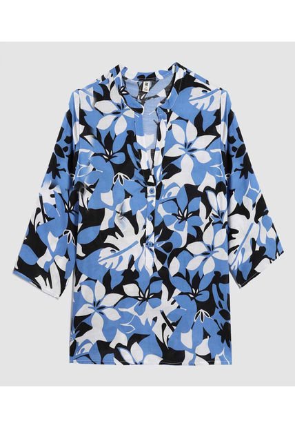 Blusa Para Mujer Manga 3/4 Color Azul  Marca Ostu #40120984
