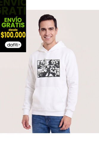 Buzo Hoodie Estampado Avengers  Para Hombre Crema Ostu Ostu