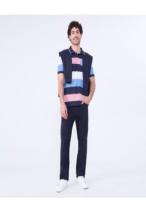 Polo Para Hombre Cuello Tejido Con Bolsillo Color Azul Claro Marca Ostu #60110748