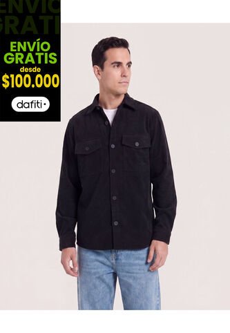 Chaqueta Con Bolsillos De Tapa  Para Hombre Negro Ostu Ostu