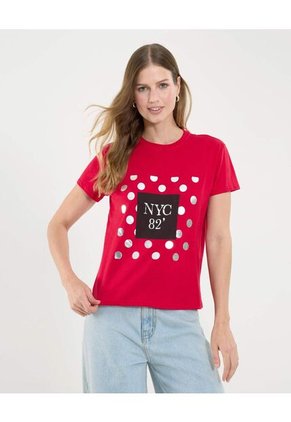 Camiseta Para Mujer Manga Corta Color Vino Marca Ostu #40092251