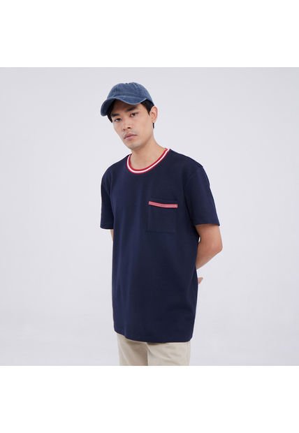 Camiseta Para Hombre Manga Corta Color Azul  Marca Ostu #60090894