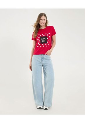 Camiseta Para Mujer Manga Corta Color Vino Marca Ostu #40092251