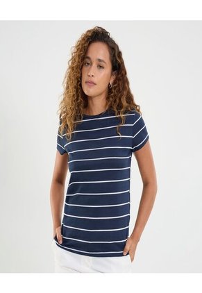 Camiseta Para Mujer Manga Corta Cuello Redondo Color Azul Marca Ostu #40092416
