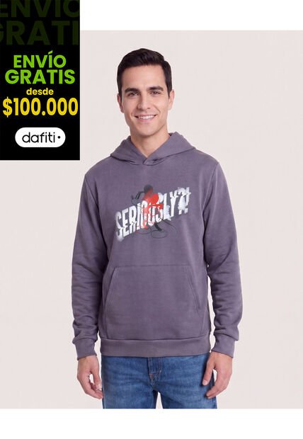 Buzo Hoodie Mickey  Para Hombre Gris Ostu